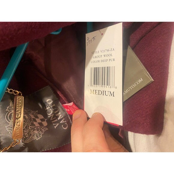 NEW Vince Camuto Double Breasted Wool Blend Coat Women's Size M Deep Purple - Picture 4 of 8